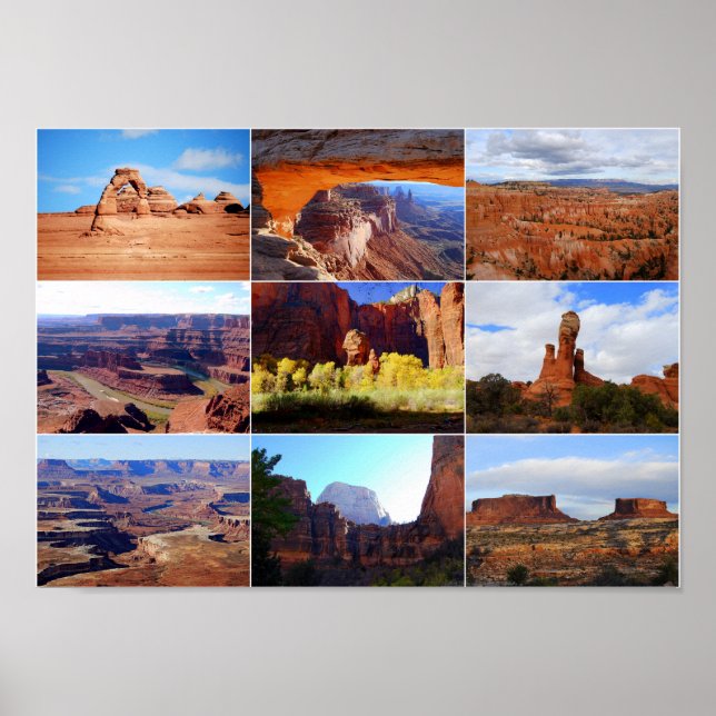 Poster Neuf monuments de l'Utah (Devant)