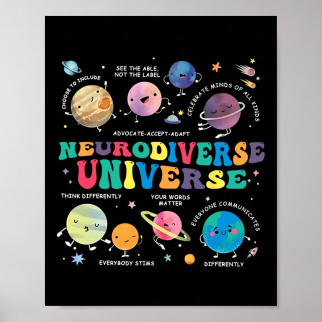 Poster Neurodiversité Universe Planète spatiale Autiste A (Devant)