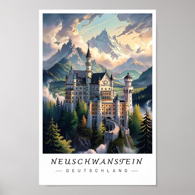 Poster Neuschwanstein Castle Germany Wall Art, Bavaria (Devant)