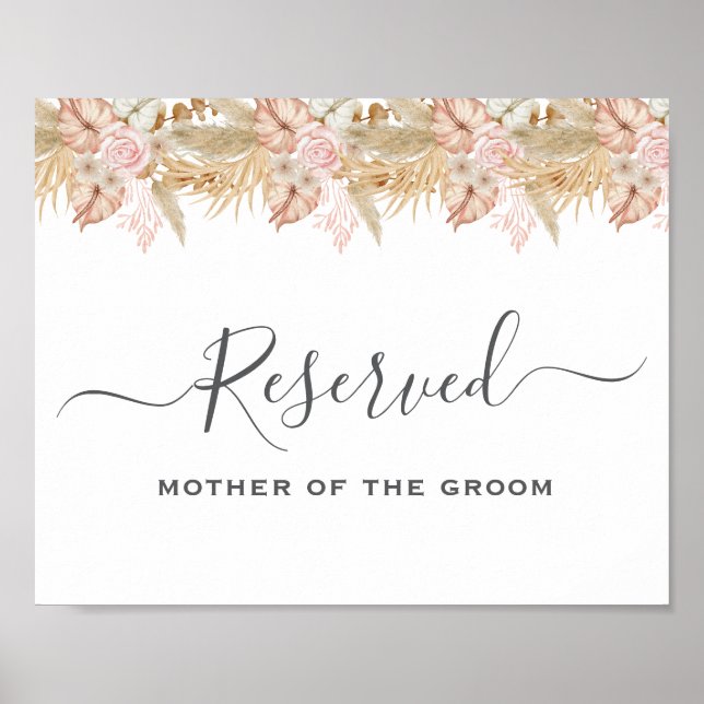 Poster Neutral Palm and Pampas Flower Decor Wedding (Devant)