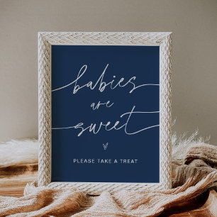 Poster Neve Baby are Sweet Baby shower Sign Navy