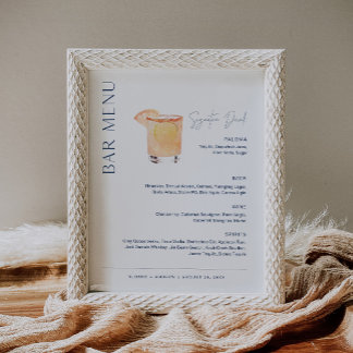 Poster NEVE Marine Signature Boire Mariage Bar Menu Signe