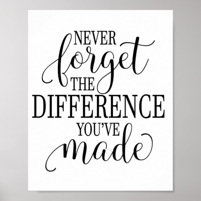 Poster Never Forget the Difference You’ve Made (Devant)