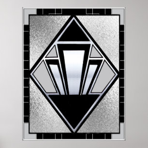 Poster New Art Deco SIlver and Black