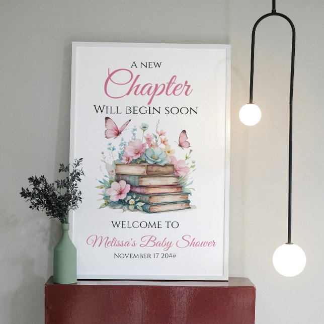 Poster New Chapter Girl Storybook Baby Shower Welcome (Créateur téléchargé)