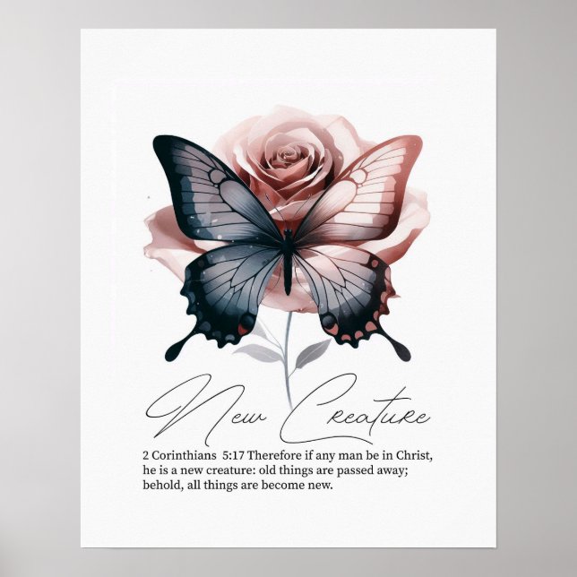 Poster New creature, Scripture verse Christian wall art  (Devant)