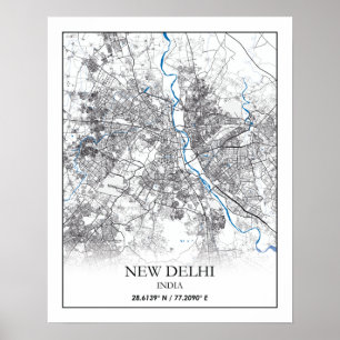 Poster New Delhi Inde City Plan Voyage simple