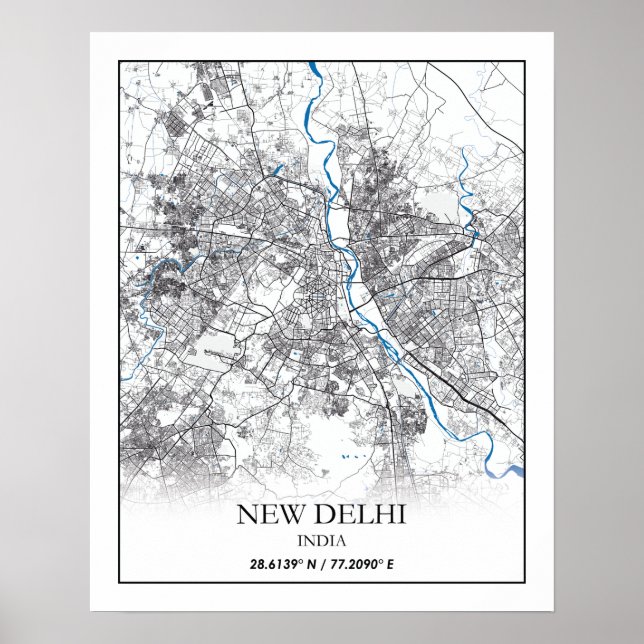 Poster New Delhi Inde City Plan Voyage simple (Devant)