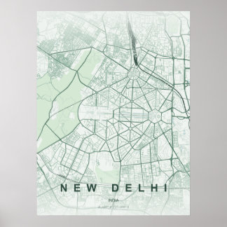 Poster New Delhi India City Map Minimal Design