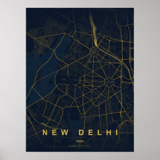 Poster New Delhi India City Map Minimal Design