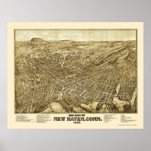 Poster New Haven, TC Carte panoramique - 1879