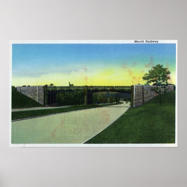 Poster New Haven, vue de Merritt Parkway (Devant)