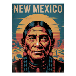 Poster New Mexico Native Symbol Desert Sunset