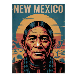 Poster New Mexico Native Symbol Desert Sunset
