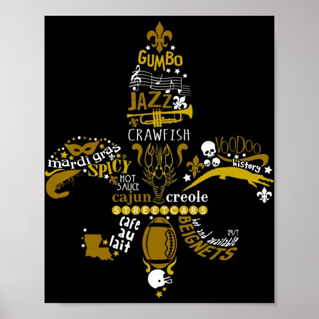 Poster New Orleans Fleur-de-lis Southern Life Men Women  (Devant)