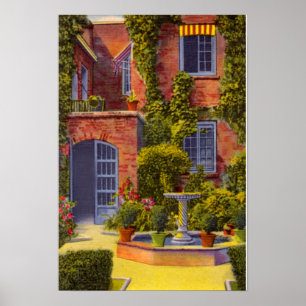 Poster New Orleans Louisiana Courtyard Little Theatre