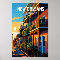 New Orleans Louisiana Travel Art Vintage