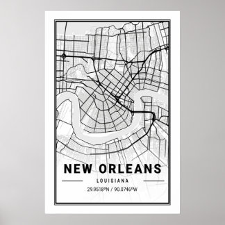 Poster New Orleans Louisiane USA Cities Travel City Plan
