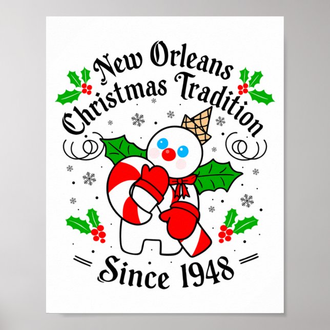Poster New Orleans Mr Bingle Christmas Tradition Snowman  (Devant)