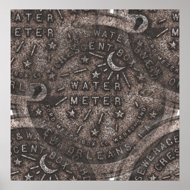 Poster New Orleans Water Meter Wall Art (Devant)