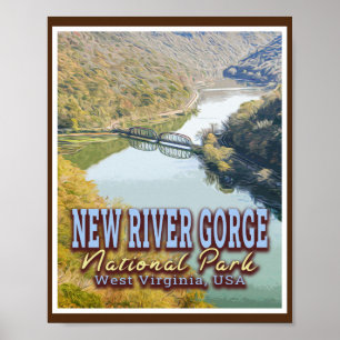 POSTER NEW RIVER GORGE NATIONAL PARK - WEST VIRGINIA USA