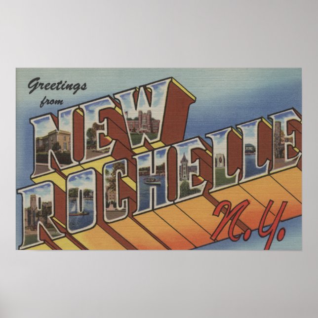 Poster New Rochelle, New York - Scènes de grandes lettres (Devant)