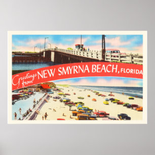 Poster New Smyrna Beach Floride FL Vieux souvenir de voya