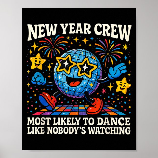Poster New Year Crew Most Likely To Dance Retro Party  (Devant)
