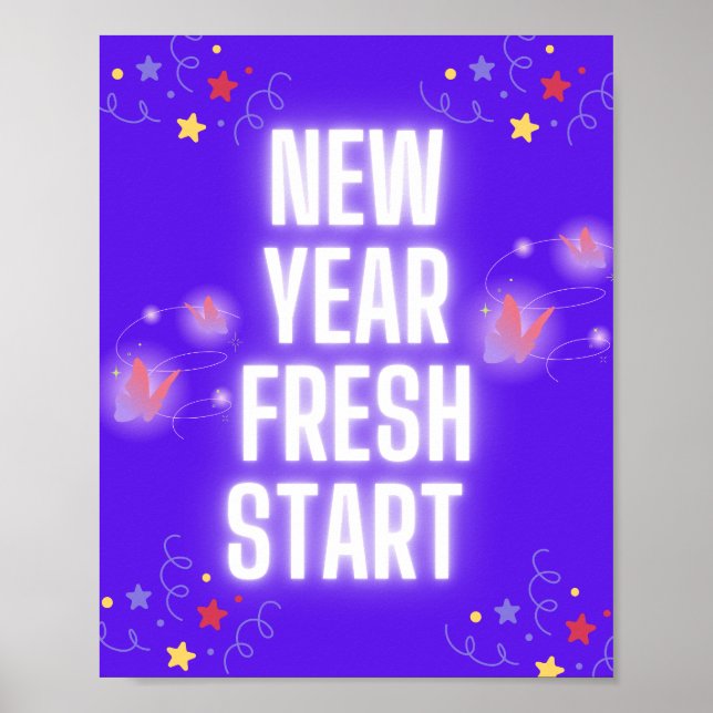 Poster : New Year, Fresh Start – Inspirational wall art  (Devant)