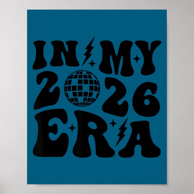 Poster New Year's 2026 Retro Trendy Disco Ball Groovy Cut (Devant)