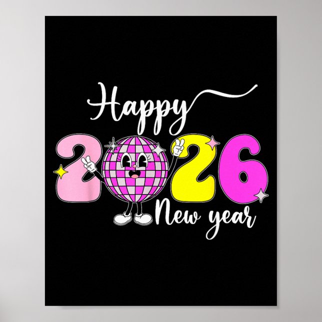 Poster New Year's Eve Hello 2026 Happy New Year 2026 Disc (Devant)