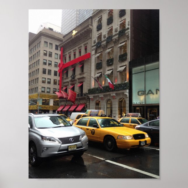 Poster New York City Fifth Avenue Taxi Photographie NYC (Devant)