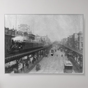 Poster New York City NY a élevé le train ferroviaire