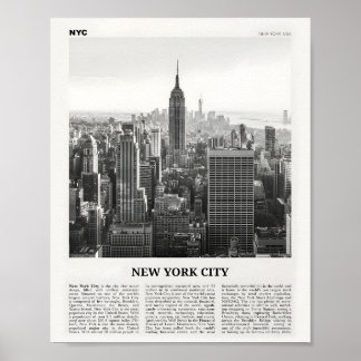 Poster New York City Print Black and White Skyline