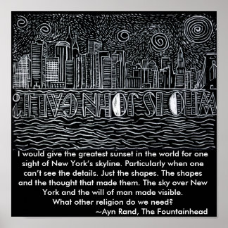 Poster New York City Skyline Qui Est John Galt ?
