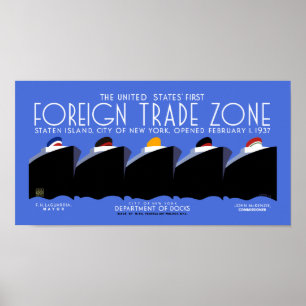 Poster New York ęr. Zone de commerce extérieur 1937