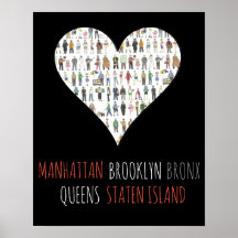 New York Heart Brooklyn Bronx Queens Manhattan SI
