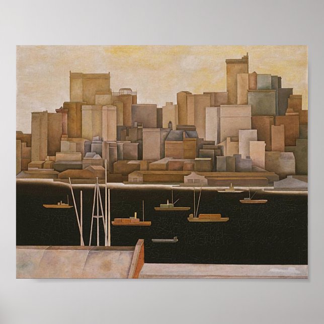 Poster New York, Lower Manhattan par Stefan Hirsch, 1920 (Devant)