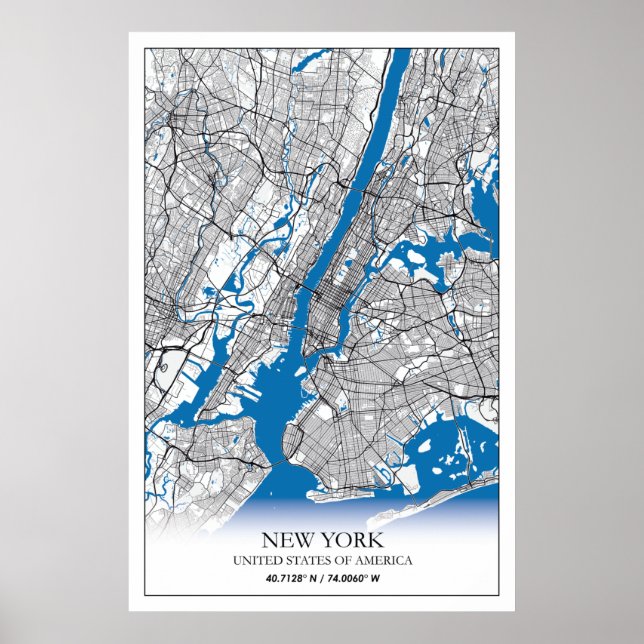 Poster New York NY USA Travel City Map (Devant)