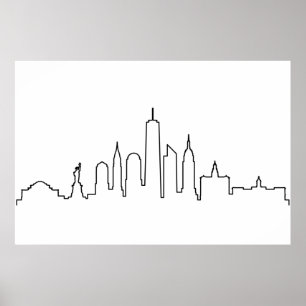 Poster NEW YORK NYC Manhatten USA City Skyline Silhouette