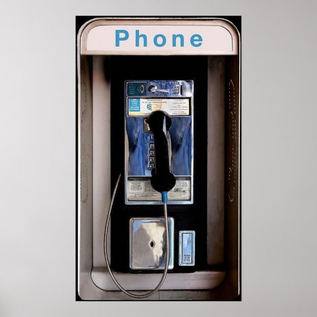 Poster New York Public Pay Phone, Retro Phone Booth (Devant)