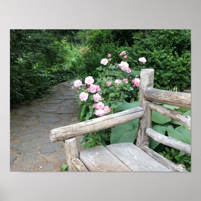 Poster New York Shakespeare Garden Central Park Bench NYC (Devant)