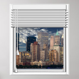 Poster New York Skyline View Fake Window With Blind
