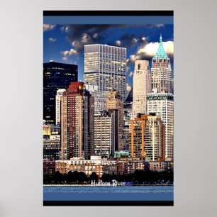 Poster New York Skyline, Voilier sur la rivière Hudson
