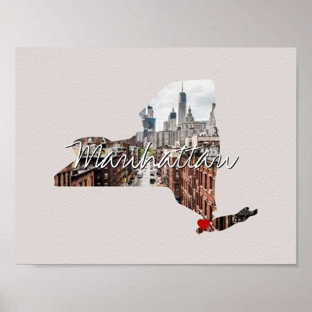 Poster New York State Photo insert and town name (Devant)