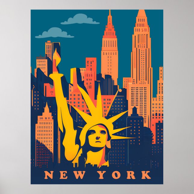 Poster New York, Statue De La Liberté, Voyage (Devant)