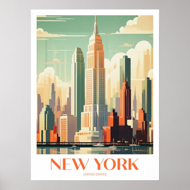 Poster New York Travel Print Wall Art (Devant)