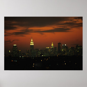 Poster New York, USA. Skyline of uptown Manhattan 2
