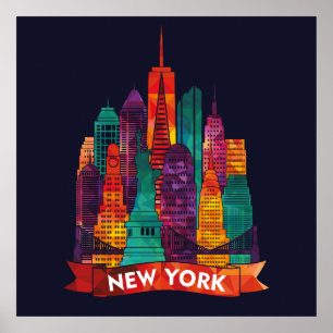 Poster New York - Voyage vers les célèbres monuments