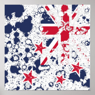 Poster New Zealand FLAG KCALIMA, effet par Masanser